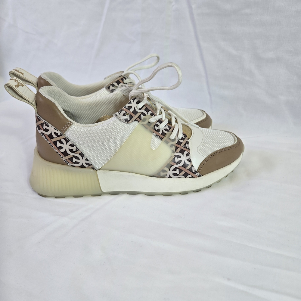 Sam Edelman Women's Darsie White Tan Logo Print Mesh Platform Fashion Sneaker 6M - Picture 3 of 10
